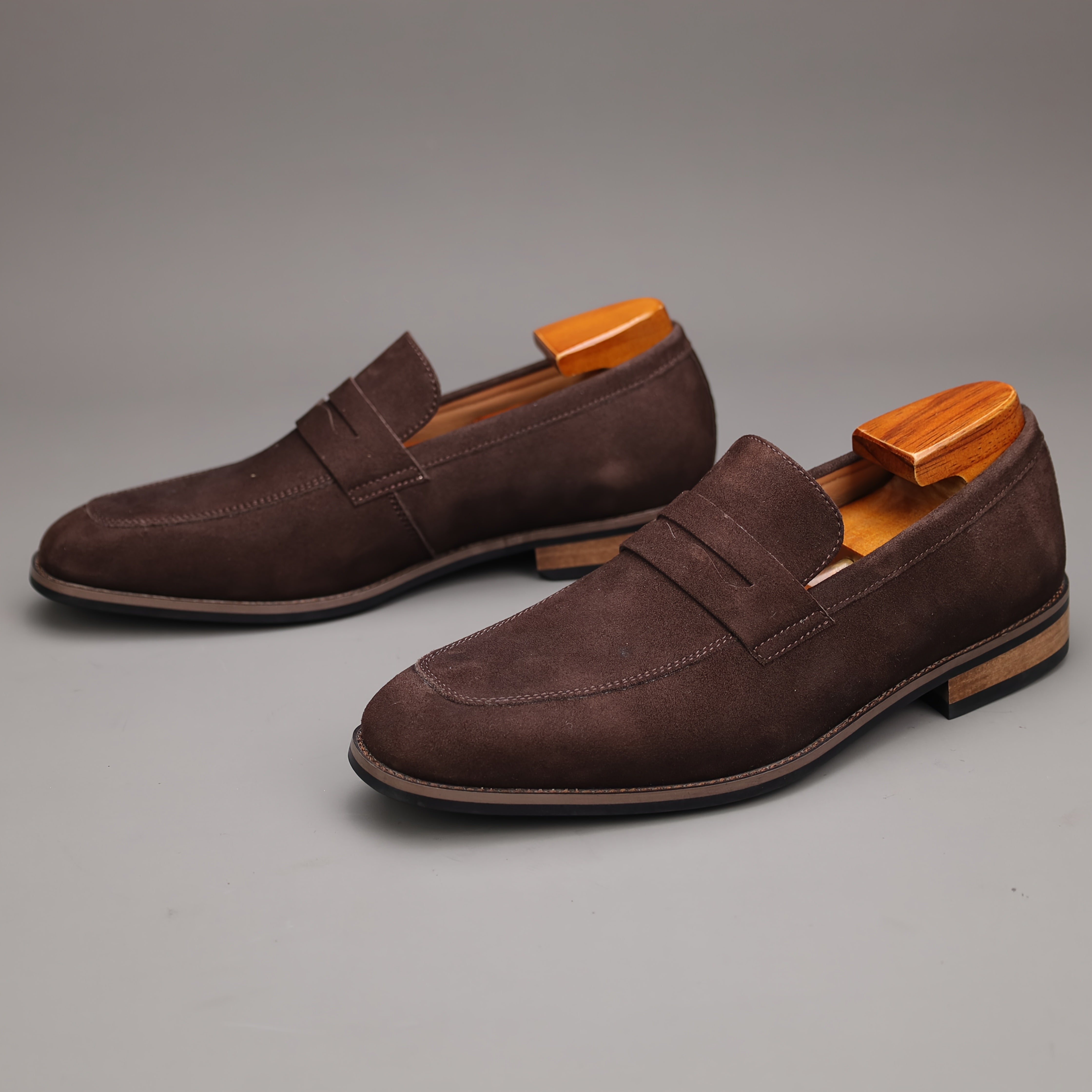 Men's Penny Loafer Slip On Shoes – Moc Toe Napped Upper Smart Casual Office