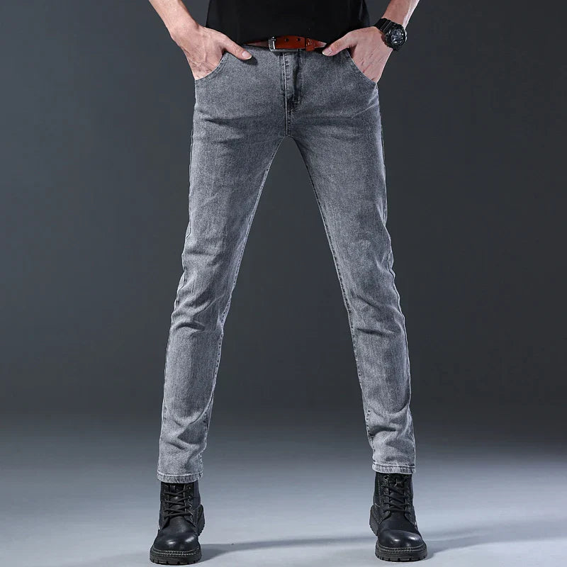 Men's Skinny Fit Stretch Denim Jeans – Five Pocket Tapered Ankle Everyday Casual