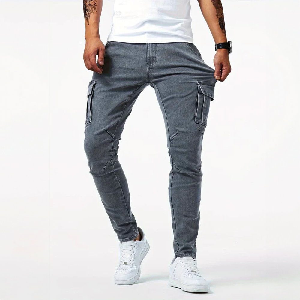 Men's Slim Fit Cargo Pants – Side Flap Pockets Tapered Leg Street Casual