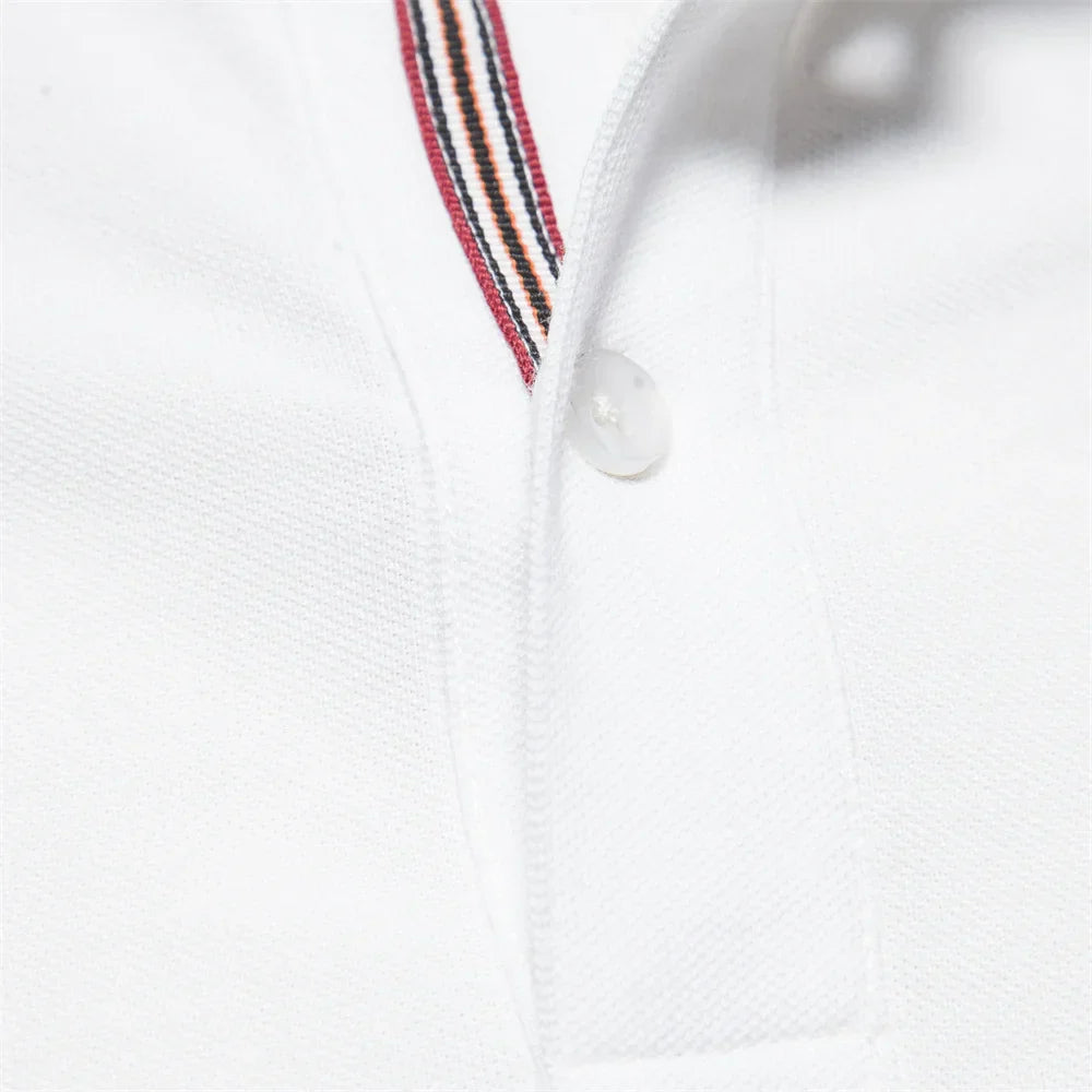Men's Solid Piqué Polo Shirt – Two Button Placket Embroidered Giraffe Golf