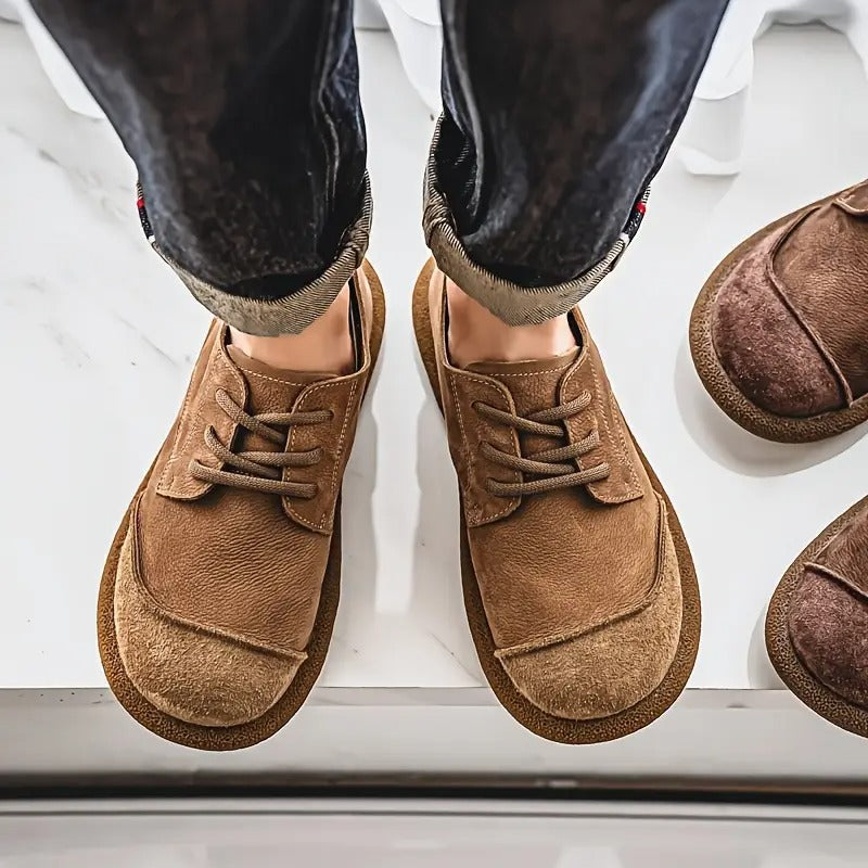 Men's Suede Round Toe Oxford Shoes – Lace Up Crepe Sole Casual Smart