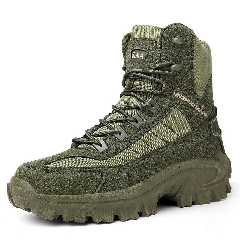 Men's Tactical Hiking Boots – Lace Up Side Zip Chunky Lug Outdoor Work