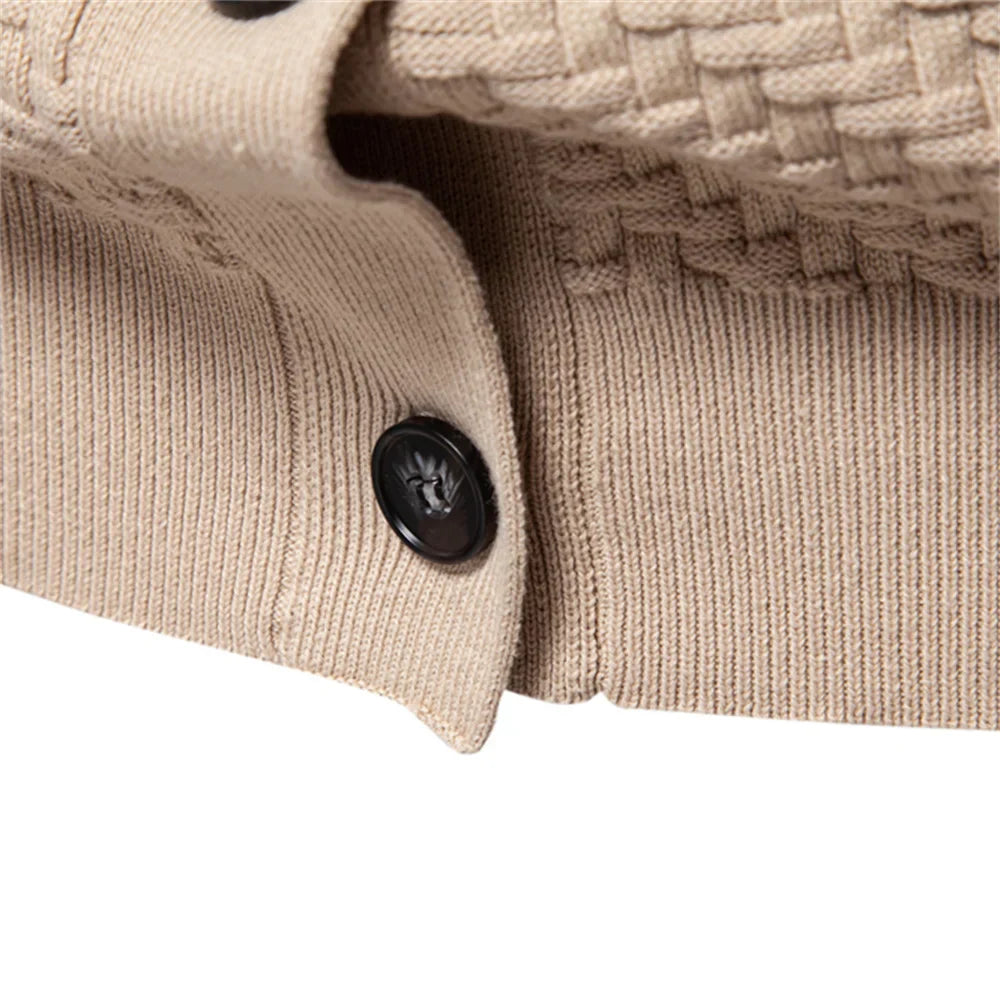 Men's Textured V Neck Button Cardigan – Long Sleeve Smart Casual Everyday Wear