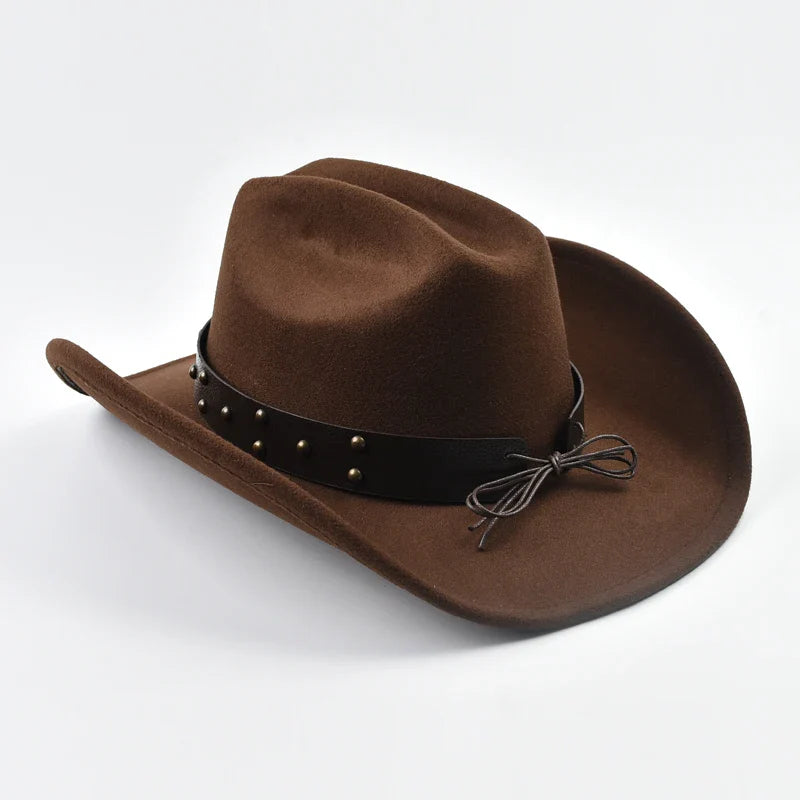 Men's Western Cowboy Hat – Wide Brim Felt Stud Band Concho Country Festival