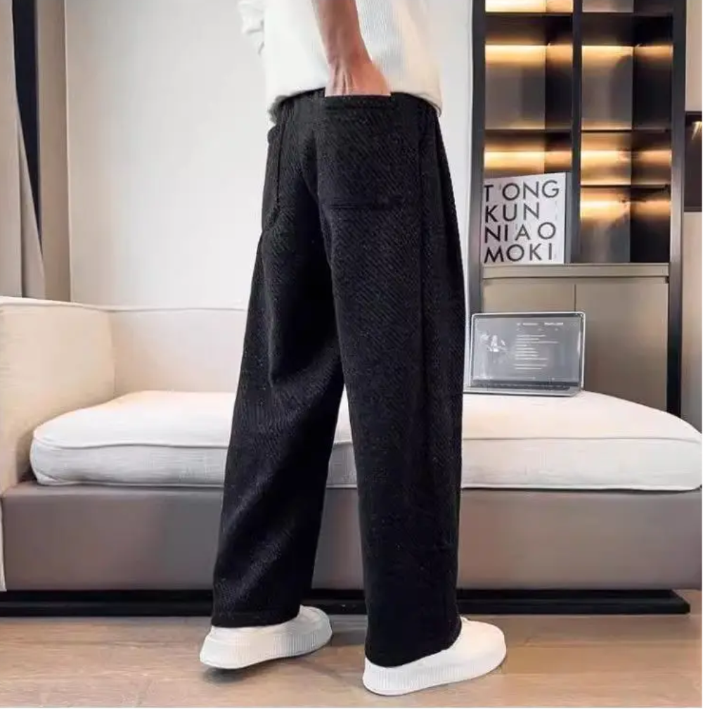 Men's Wide Leg Lounge Sweatpants – Speckle Tweed Drawstring Toggle Casual