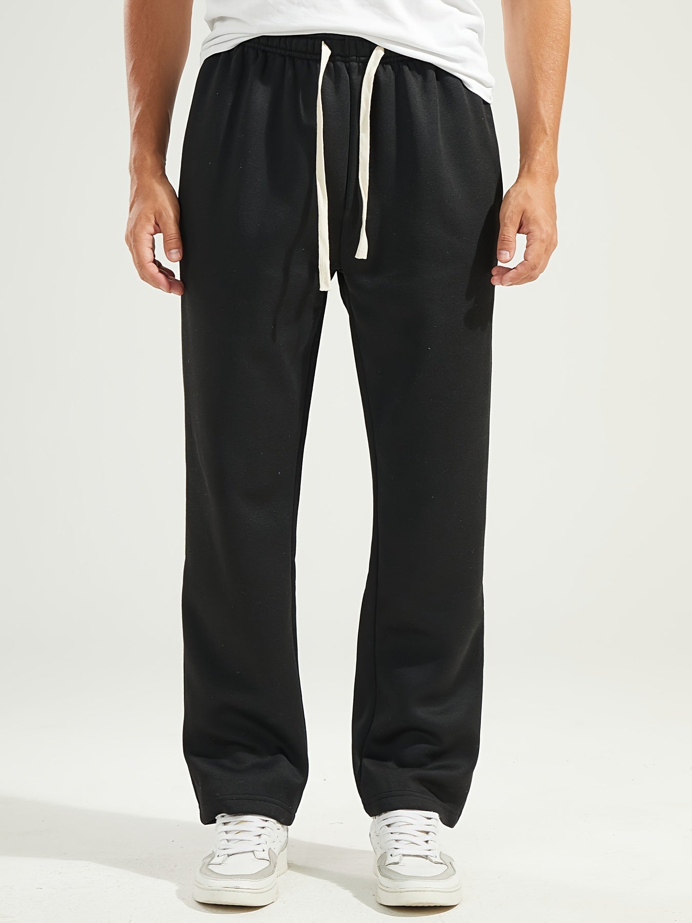 Men's Wide Leg Sweatpants – Drawstring Waist Open Hem Marl Lounge Casual