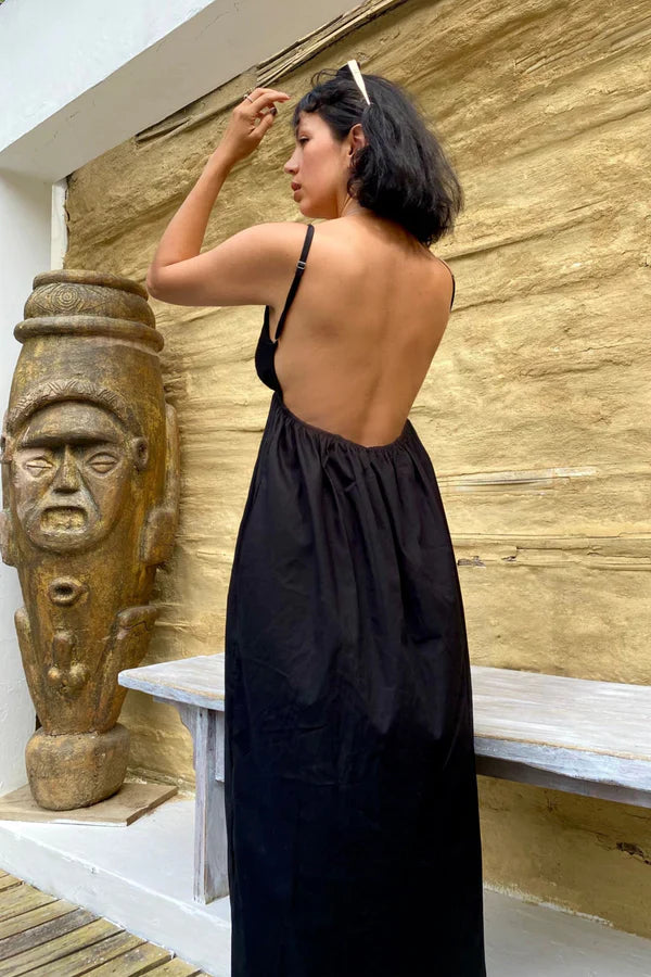 Women's Backless Spaghetti Strap Maxi – Deep V Neck Babydoll Summer Dress