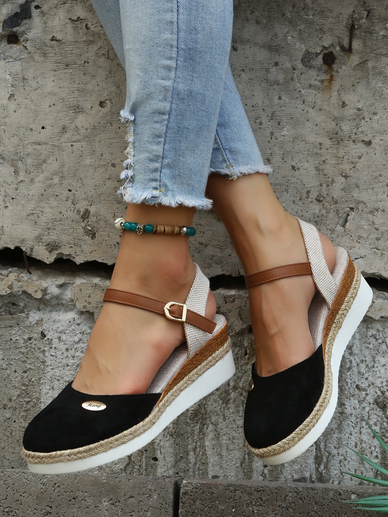 Women's Boho Closed Toe Wedge Sandals – Ankle Strap Espadrille Platform Summer