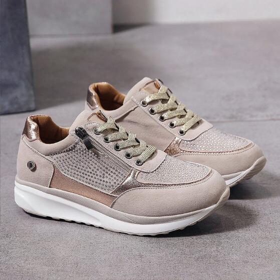 Women's Casual Textured Sneakers – Lace Up Side Zip Everyday Walking