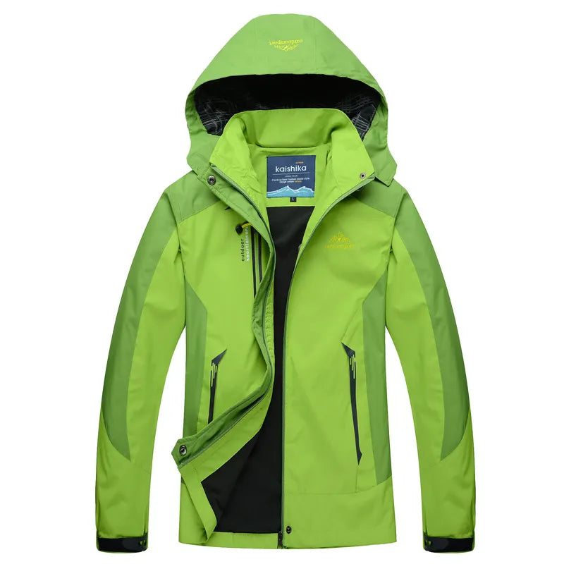 Women's Color Block Hooded Windbreaker Jacket – Zip Front Angled Pockets Outdoor