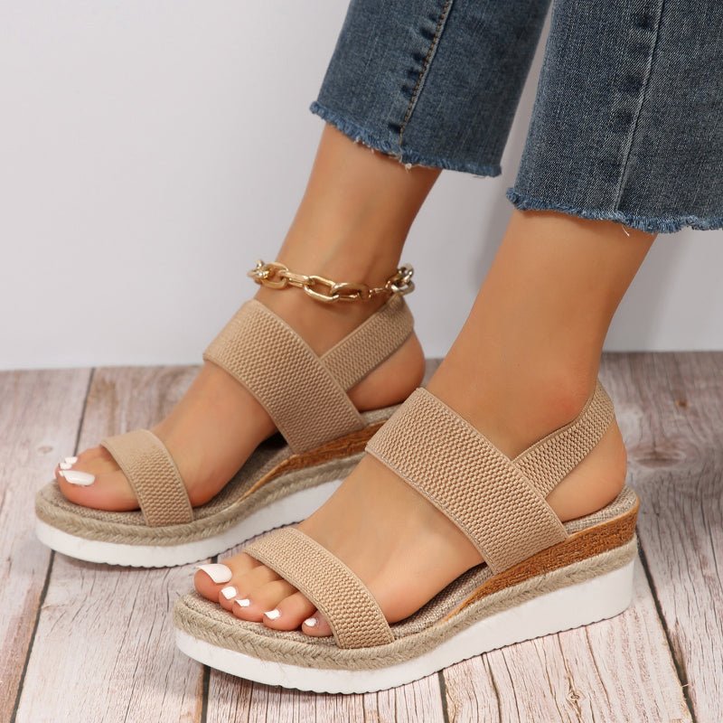 Women's Espadrille Platform Sandals – Elastic Strap Open Toe Wedge Summer