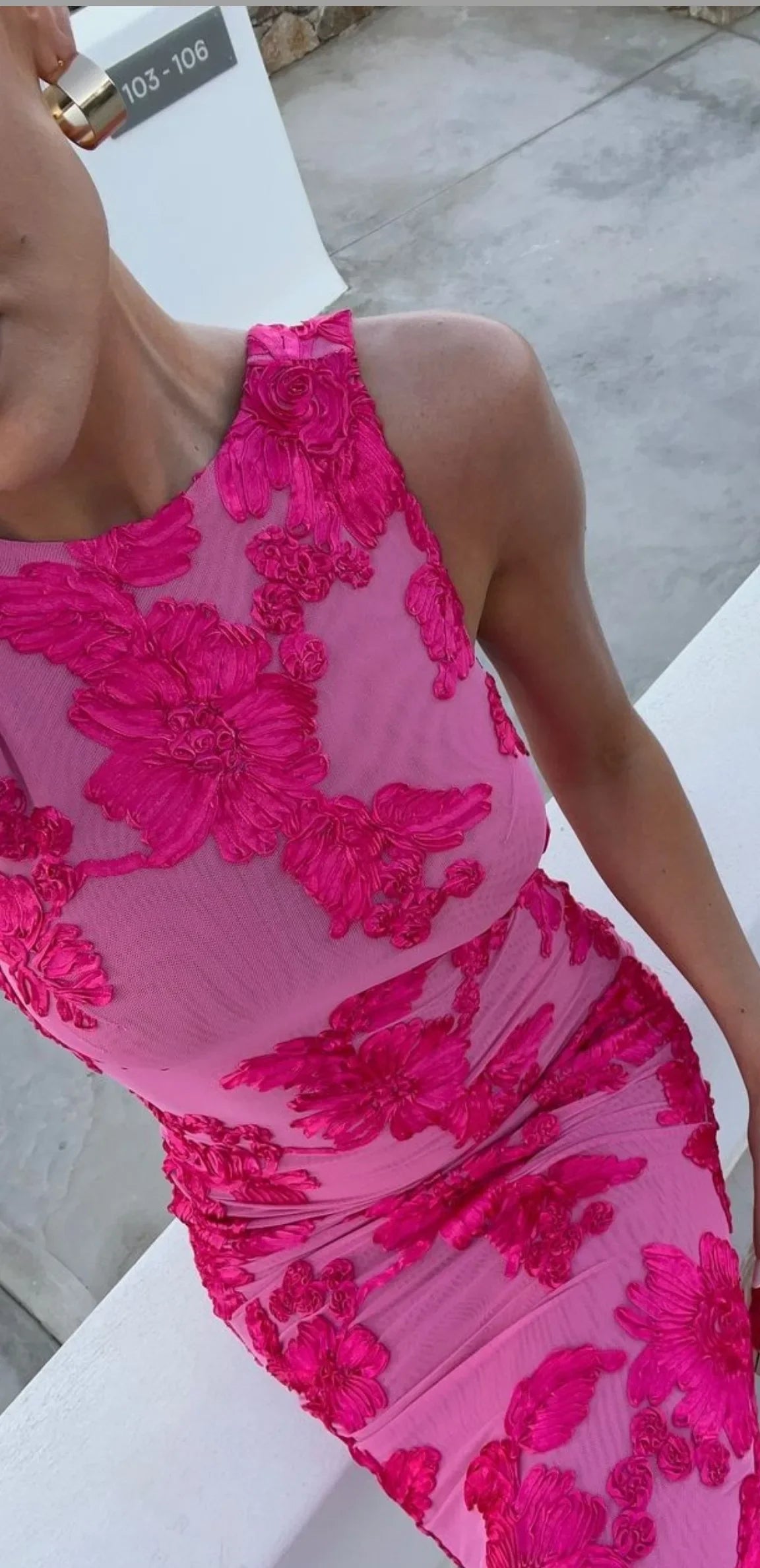 Women's Floral Burnout Maxi – Sleeveless Crew Neck Flared Wedding Guest Dress