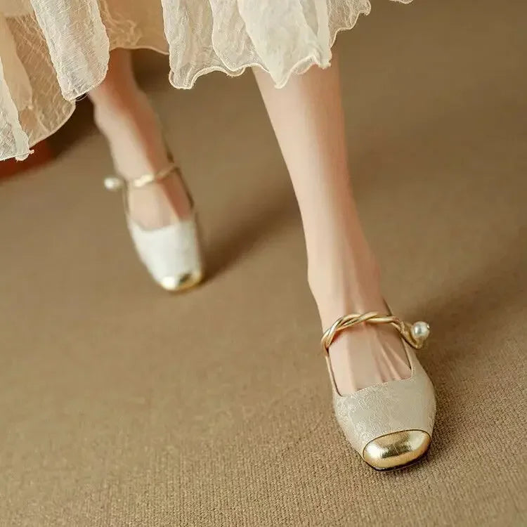 Women's Floral Mary Jane Shoes – Square Toe Block Heel Casual Evening