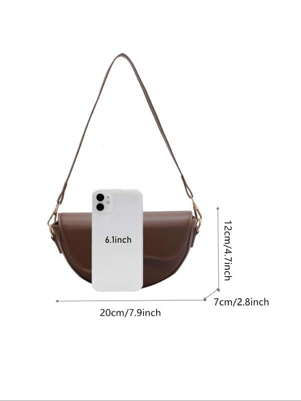 Women's Half Moon Crossbody Bag – Adjustable Wide Strap Flap Closure