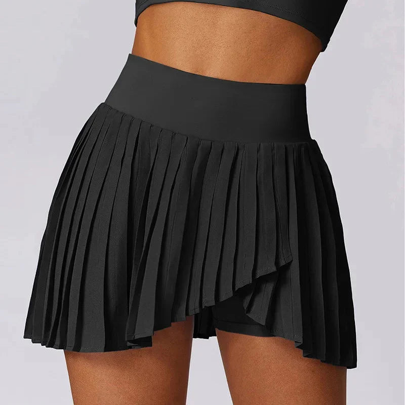 Women's High Waisted Pleated Mini Skirt – Built-In Shorts