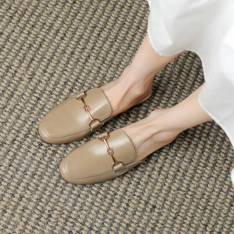 Women's Horsebit Loafer Mule – Square Toe Slip On Flat Casual Work