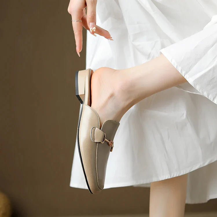 Women's Horsebit Loafer Mule – Square Toe Slip On Flat Casual Work