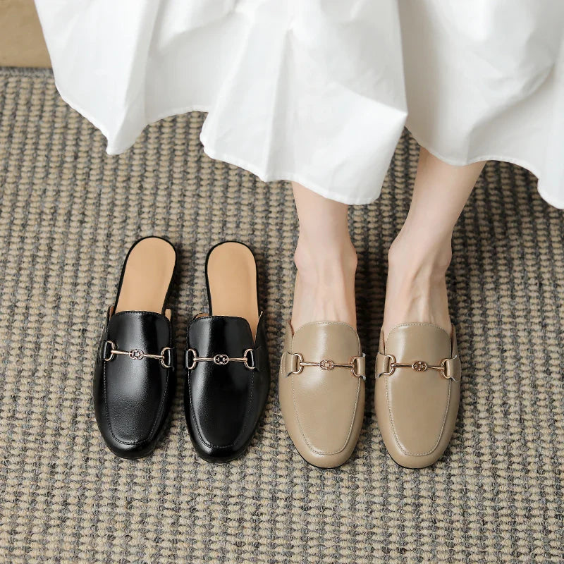 Women's Horsebit Loafer Mule – Square Toe Slip On Flat Casual Work
