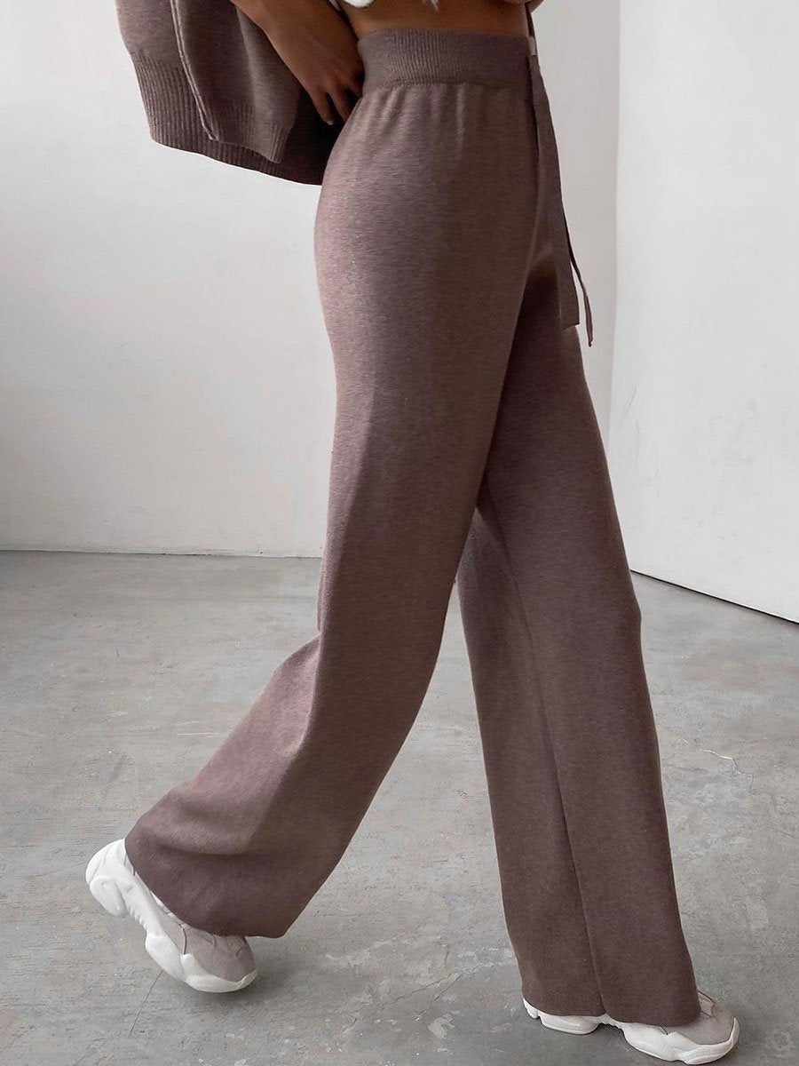 Women's Knit Turtleneck Sweater and Wide Leg Pants – Oversized Lounge 2 Piece Set