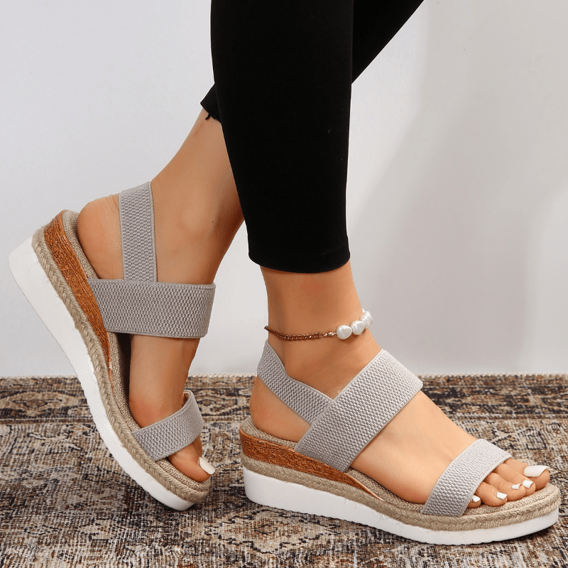 Women's Knit Two Strap Sandals – Espadrille Wedge Platform Open Toe Summer
