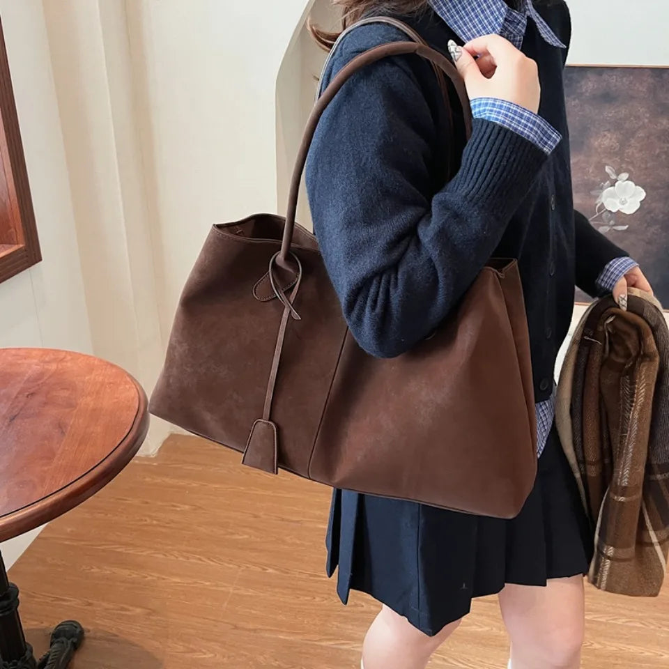 Women's Large Slouchy Shoulder Tote Bag – Snap Closure Tassel Everyday