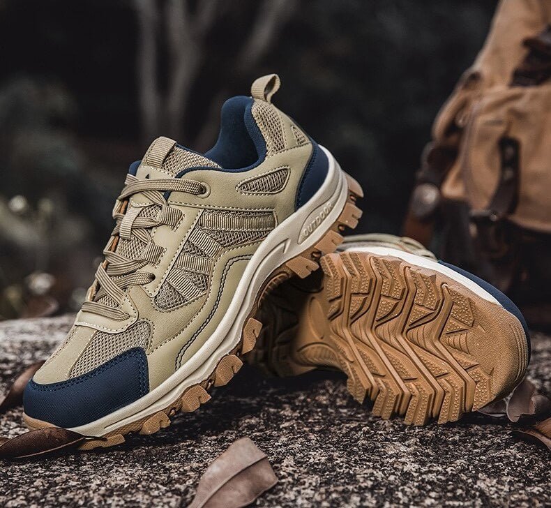 Women's Low Top Lace Up Hiking Shoes – Mesh Panel Two Tone Outdoor Trail