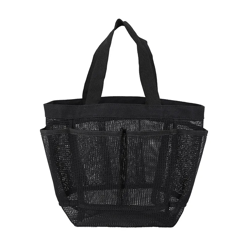 Women's Mesh Tote Bag – Multi Pocket Open Top Foldable Beach Organiser