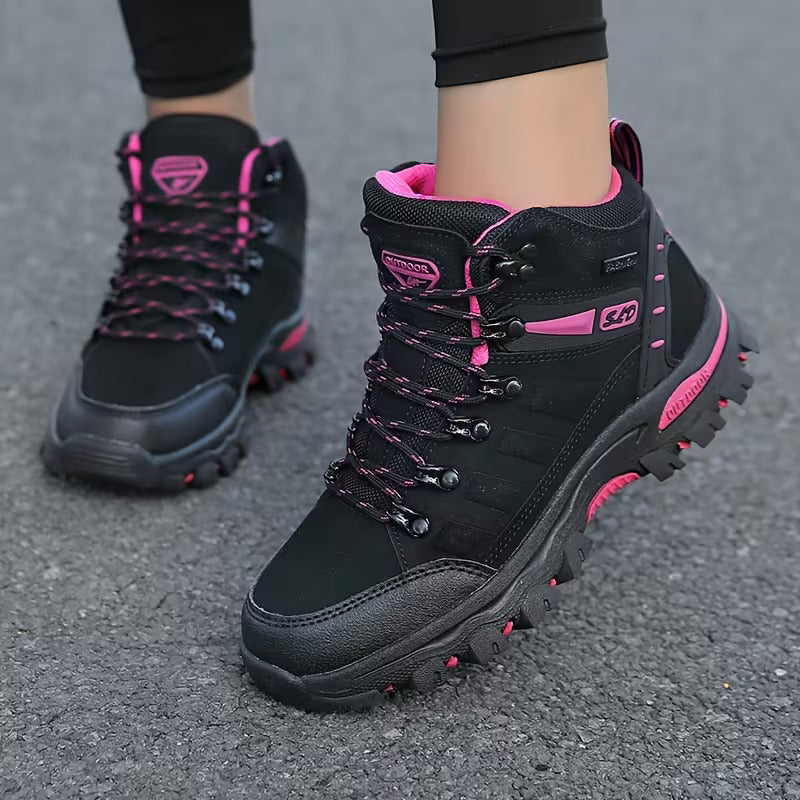 Women's Mid-Cut Lace-Up Hiking Boots – Rugged Outsole Outdoor Trail