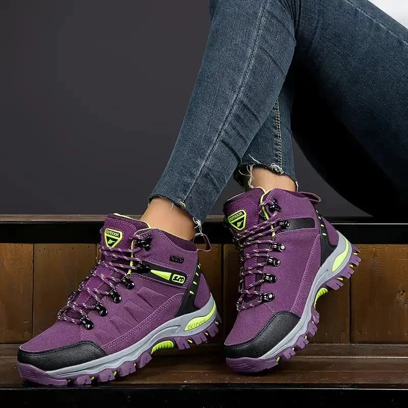 Women's Mid-Cut Lace-Up Hiking Boots – Rugged Outsole Outdoor Trail