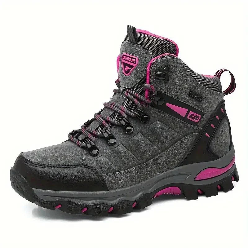 Women's Mid-Cut Lace-Up Hiking Boots – Rugged Outsole Outdoor Trail