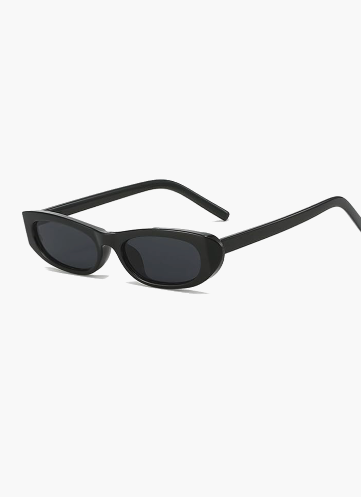 Women's Narrow Oval Frame Sunglasses – Thick Full Rim Tinted Casual