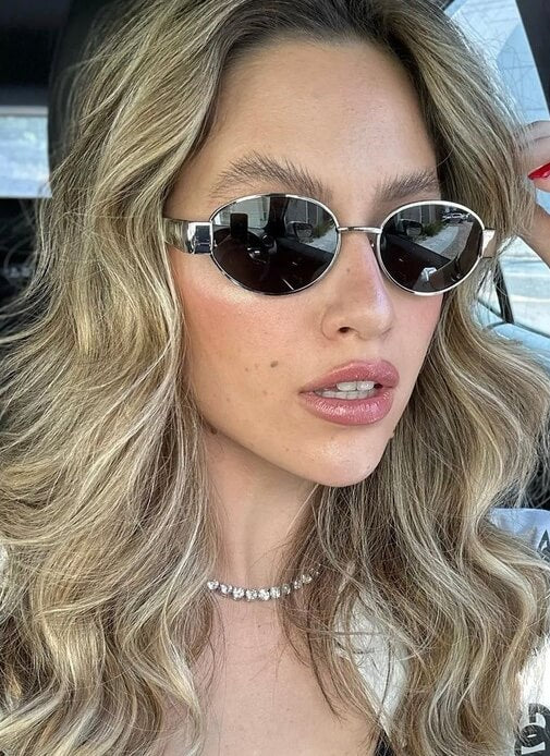 Women's Oval Frame Tinted Lens Sunglasses – Flat Brow Bar Casual Everyday