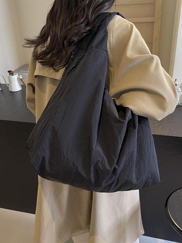Women's Oversized Slouchy Shoulder Bag – Wide Strap Crinkle School Travel