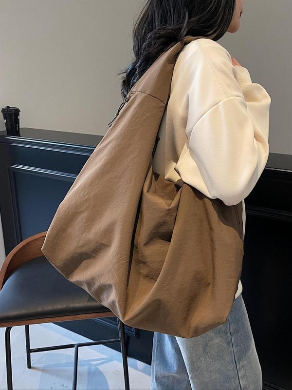 Women's Oversized Slouchy Shoulder Bag – Wide Strap Crinkle School Travel