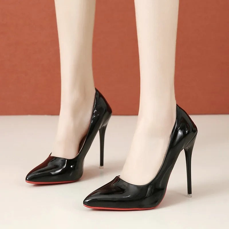 Women's Patent Pointed Toe Stiletto Pumps – Slip On High Heel Evening Party