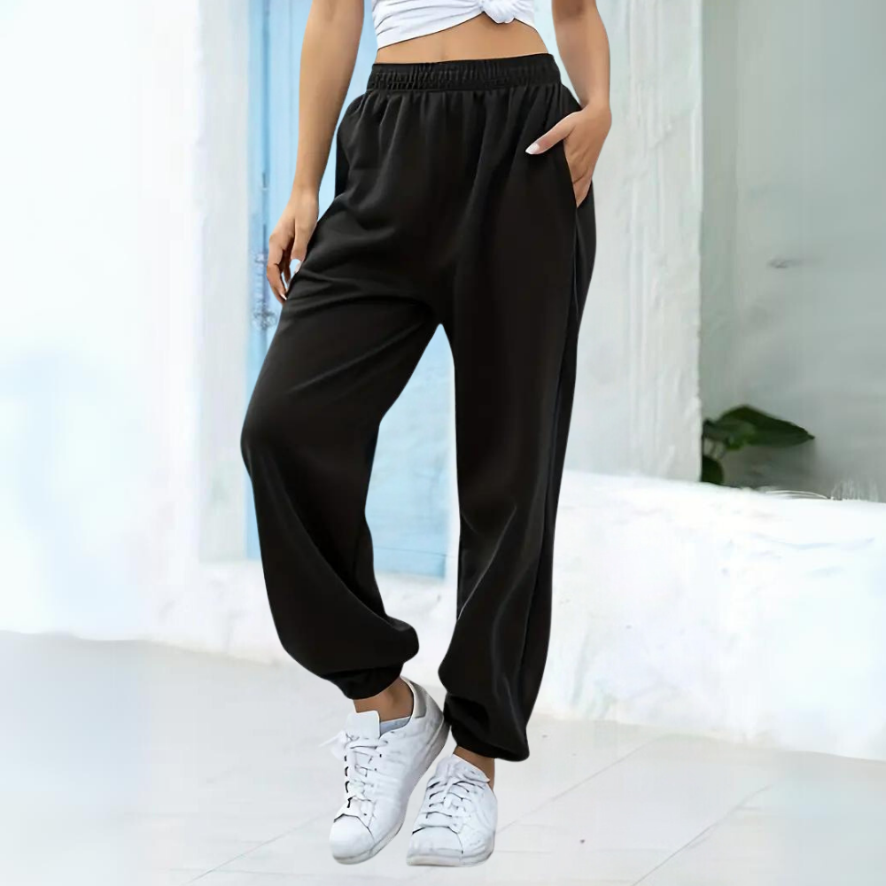 Women's Pull-On Jogger Sweatpants – High Waist Cuffed Ankle Lounge Casual