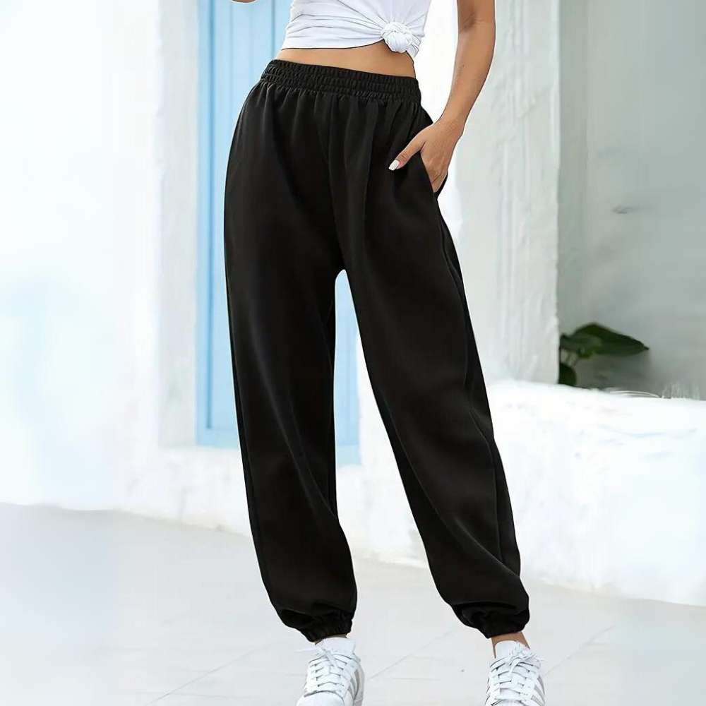 Women's Pull-On Jogger Sweatpants – High Waist Cuffed Ankle Lounge Casual