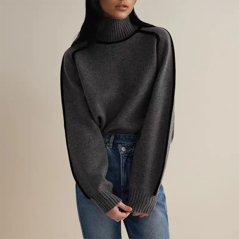 Women's Ribbed Turtleneck Sweater – Long Sleeve Knit Office