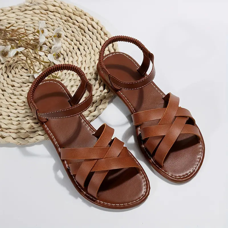 Women's Roman Flat Sandals – Crisscross Strappy Open Toe Ankle Strap Summer