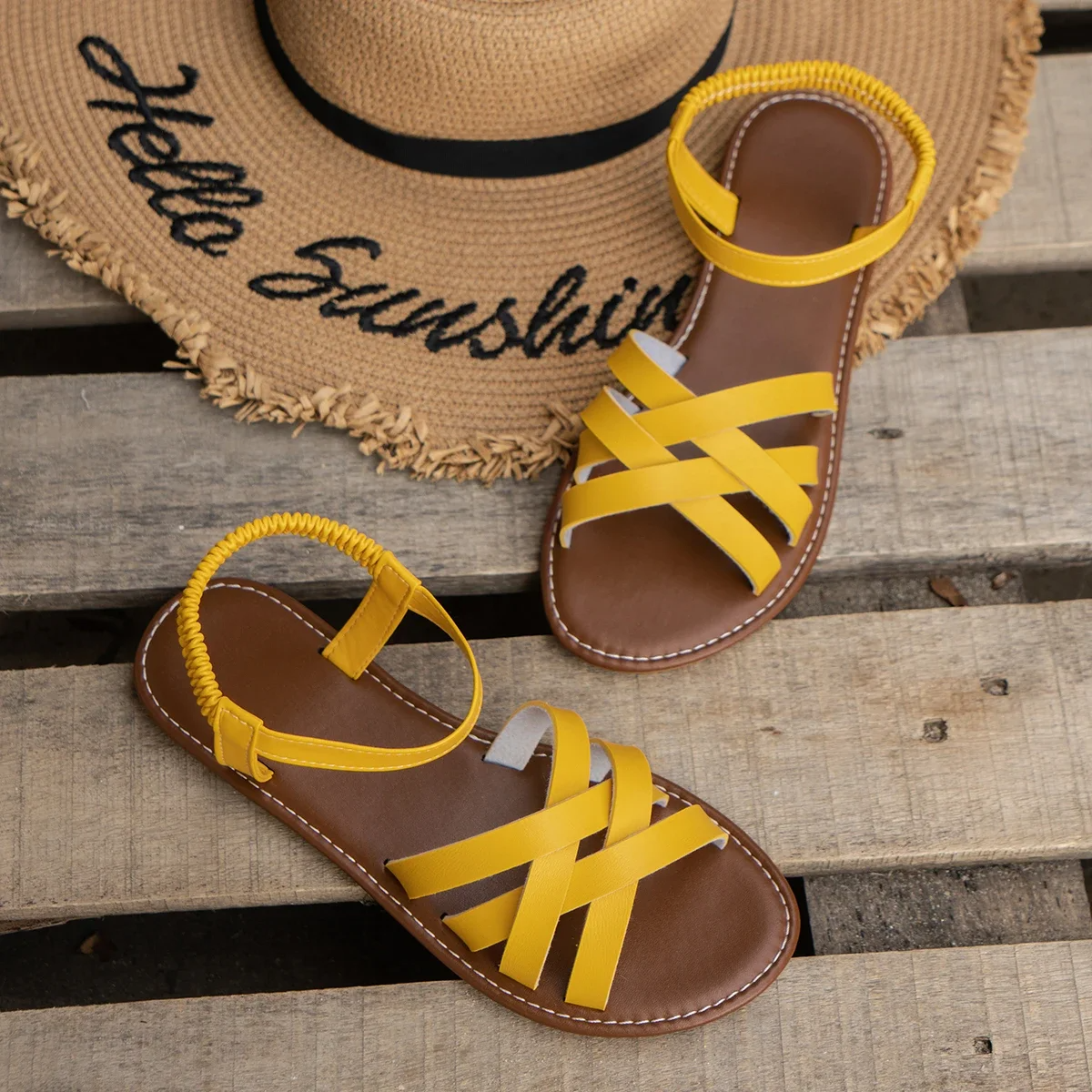 Women's Roman Flat Sandals – Crisscross Strappy Open Toe Ankle Strap Summer