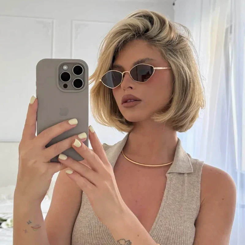 Women's Slim Angular Oval Frame Sunglasses – Retro Cat Eye Everyday