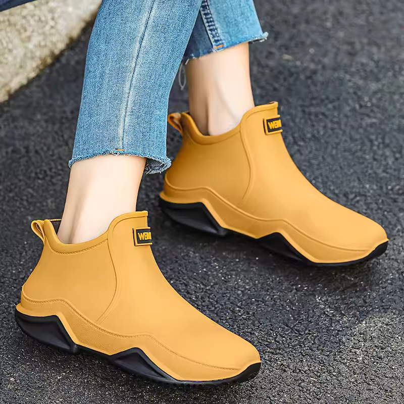 Women's Slip-On Waterproof Rain Ankle Boots – Lug Sole Outdoor Casual
