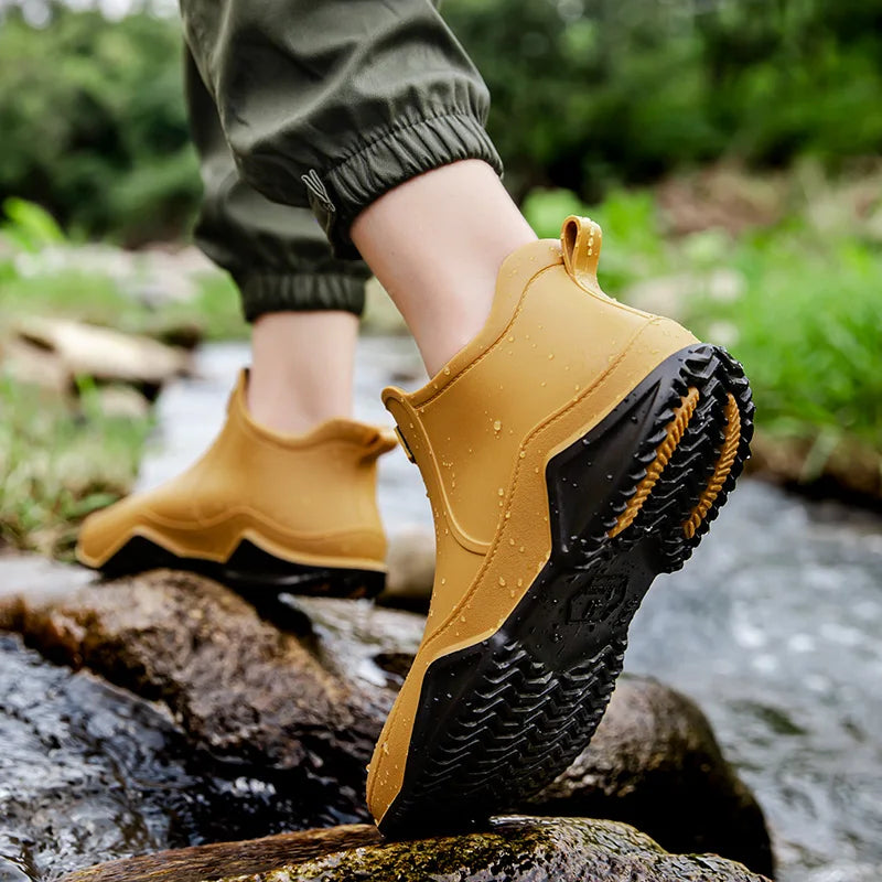Women's Slip-On Waterproof Rain Ankle Boots – Lug Sole Outdoor Casual