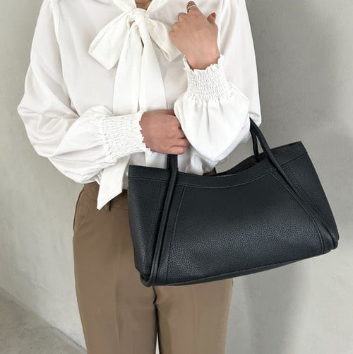 Women's Structured Carryall Shoulder Tote Bag – Open Top Pebbled Everyday