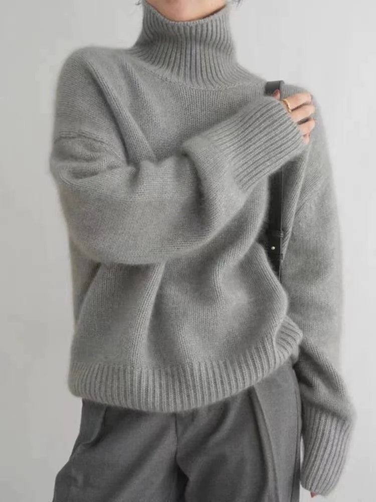 Women's Turtleneck Long Sleeve Sweater – Knit Pullover Street