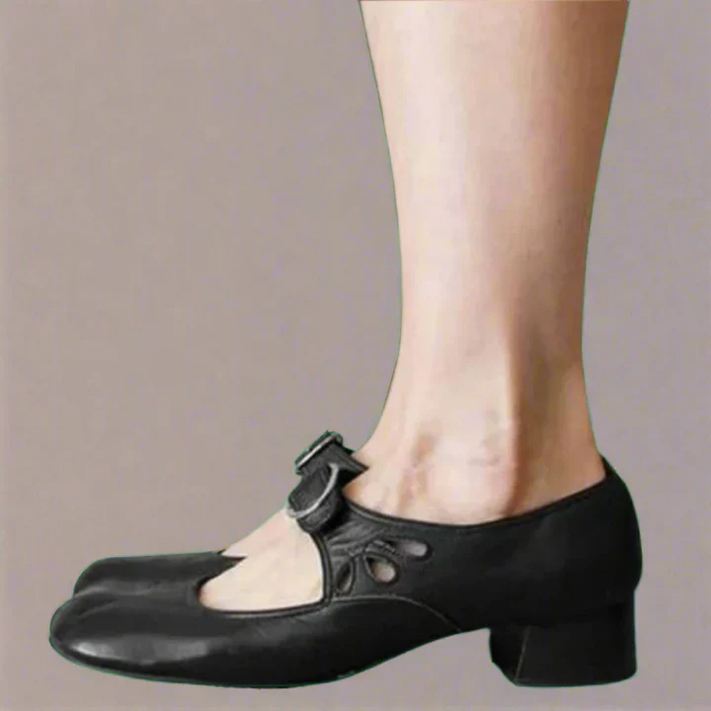 Women's Vintage Mary Jane Shoes – Round Toe Buckle Strap Low Block Heel