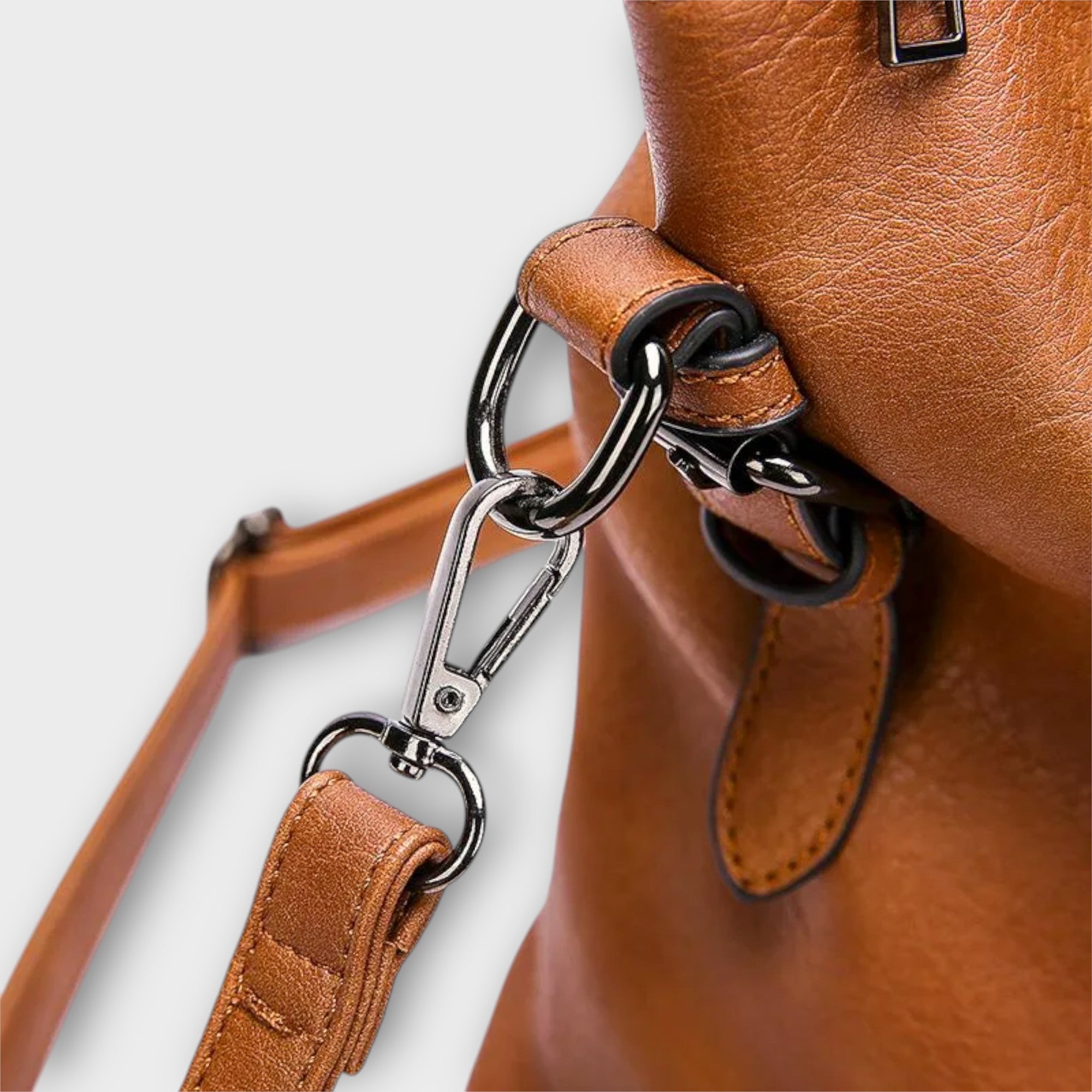 Women's Vintage Shoulder Bag – Buckle Detail Top Handle Crossbody Work Tote
