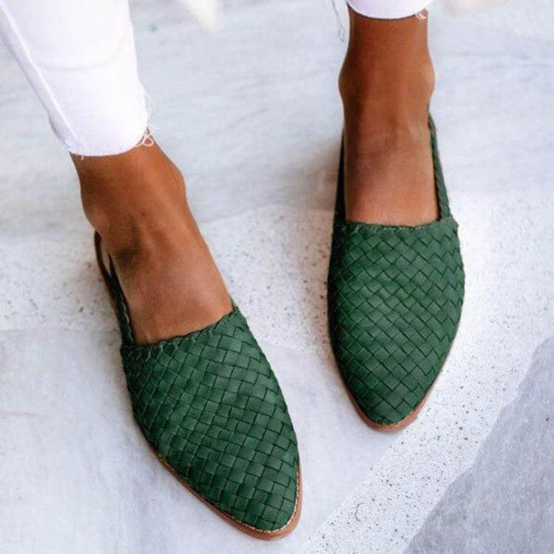 Women's Woven Slingback Loafer – Closed Toe Flat Buckle Casual Summer